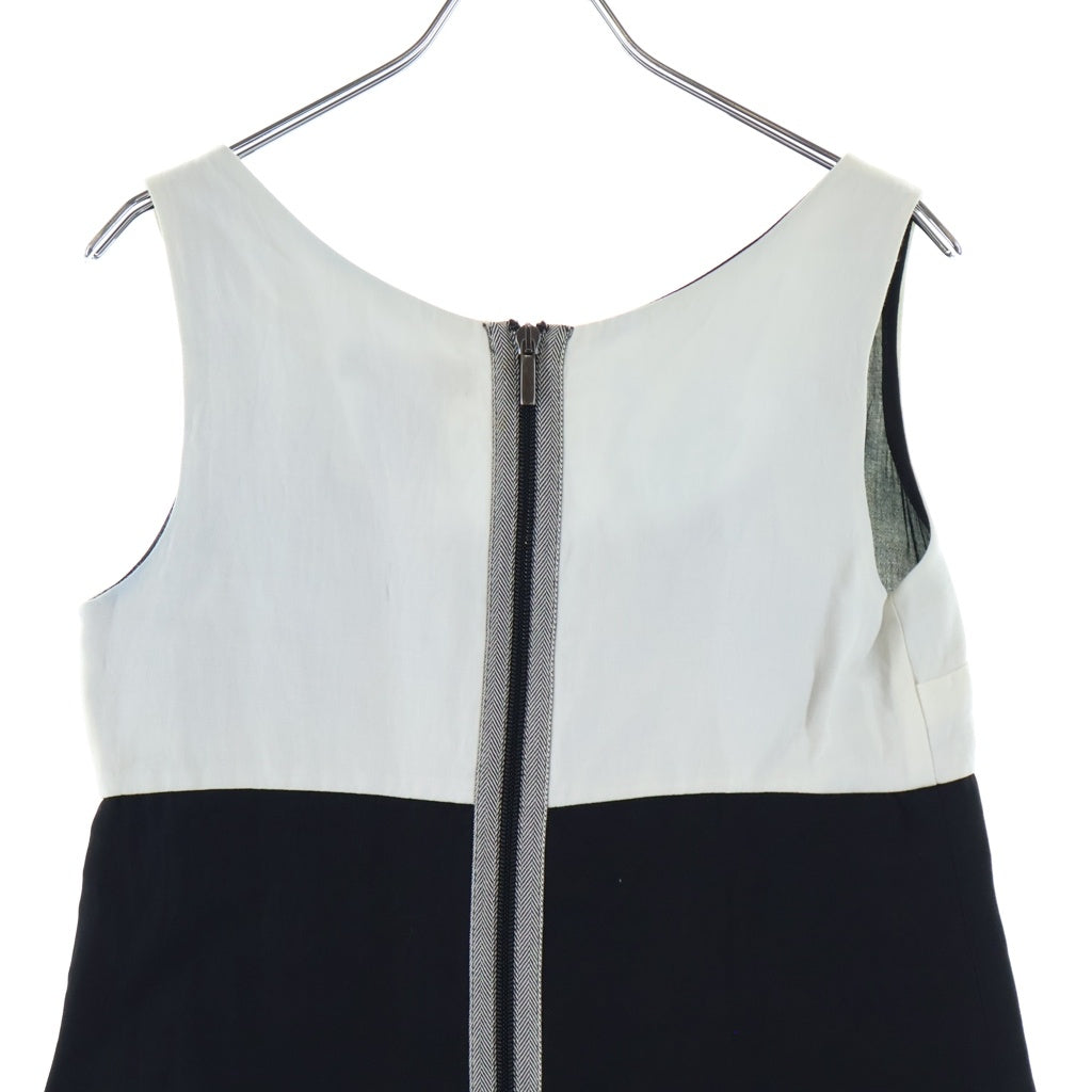 S MAX MARA(エス マックスマーラ) バイカラー バックジップデザイン ノースリーブワンピース ドレス リネン 92211392 ブラック/ホワイト レディース