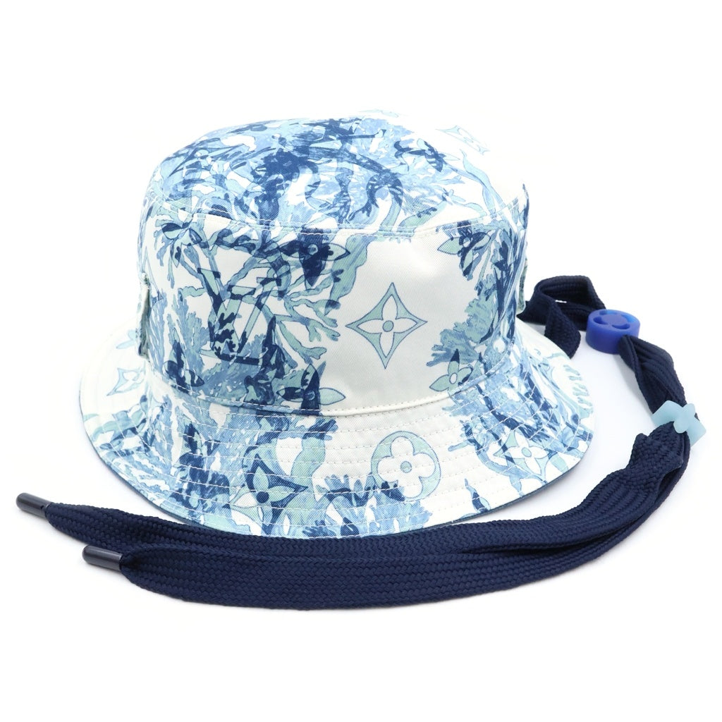 LOUIS VUITTON(ルイヴィトン) LVプレイ アクアガーデン モノグラム バケットハット コットン ブルー×ホワイト M7139L