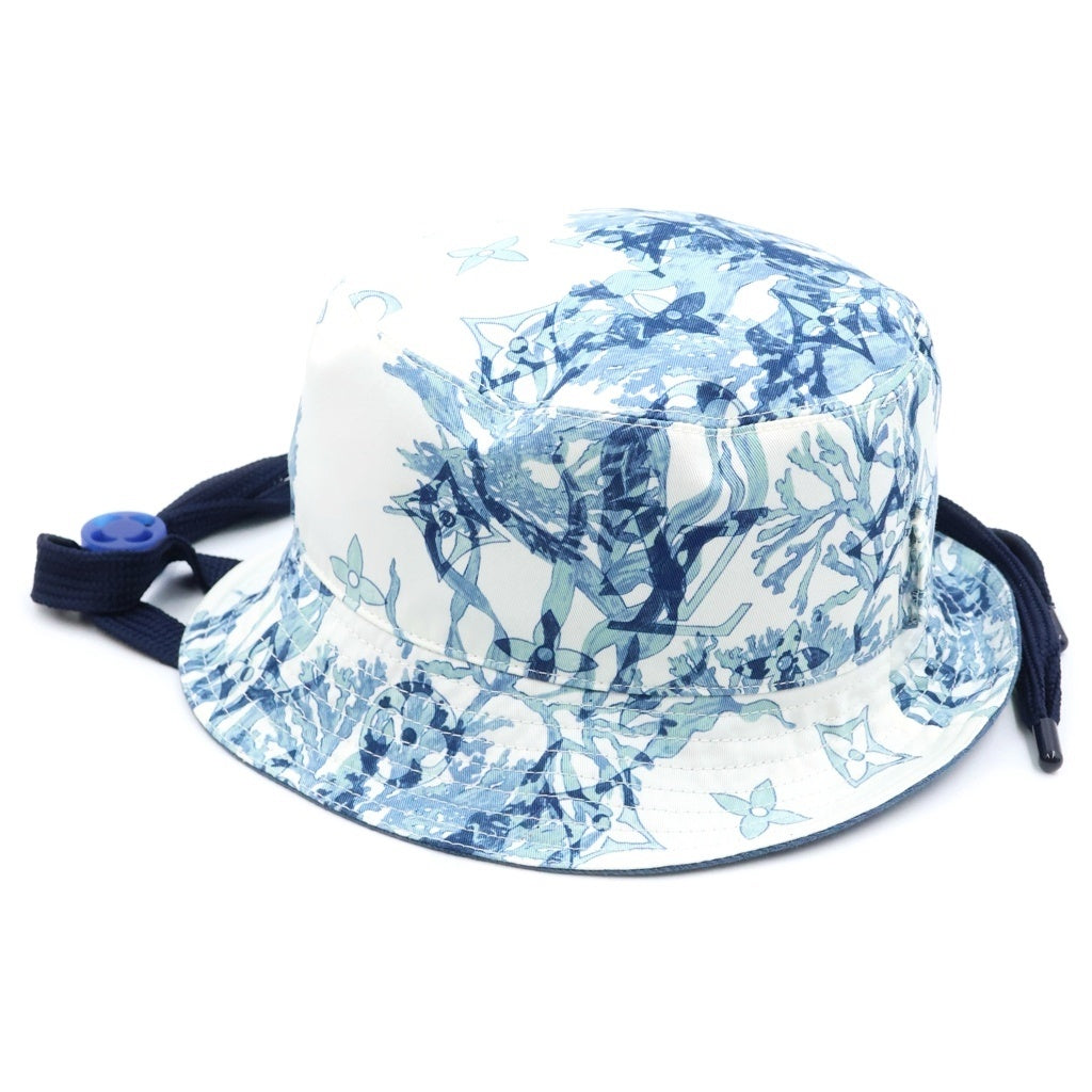 LOUIS VUITTON(ルイヴィトン) LVプレイ アクアガーデン モノグラム バケットハット コットン ブルー×ホワイト M7139L