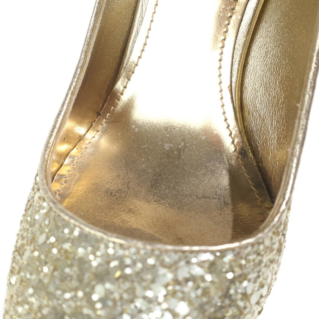 miumiu(ミュウミュウ) グリッター ラメハイヒールパンプス ゴールド レディース