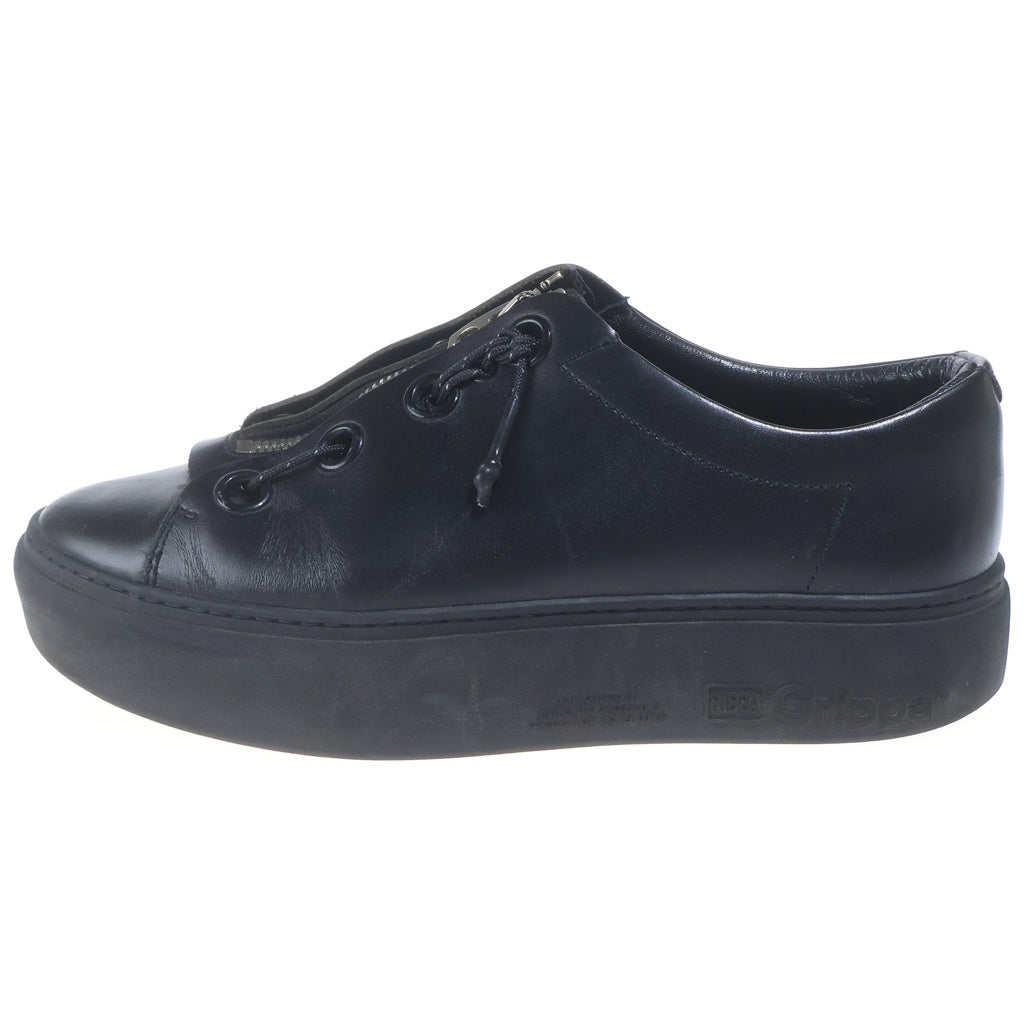 foot the coacher(フットザコーチャー) DOUBLE LACED ダブル レース ジップ レザー ローカットシューズ スニーカー ブラック