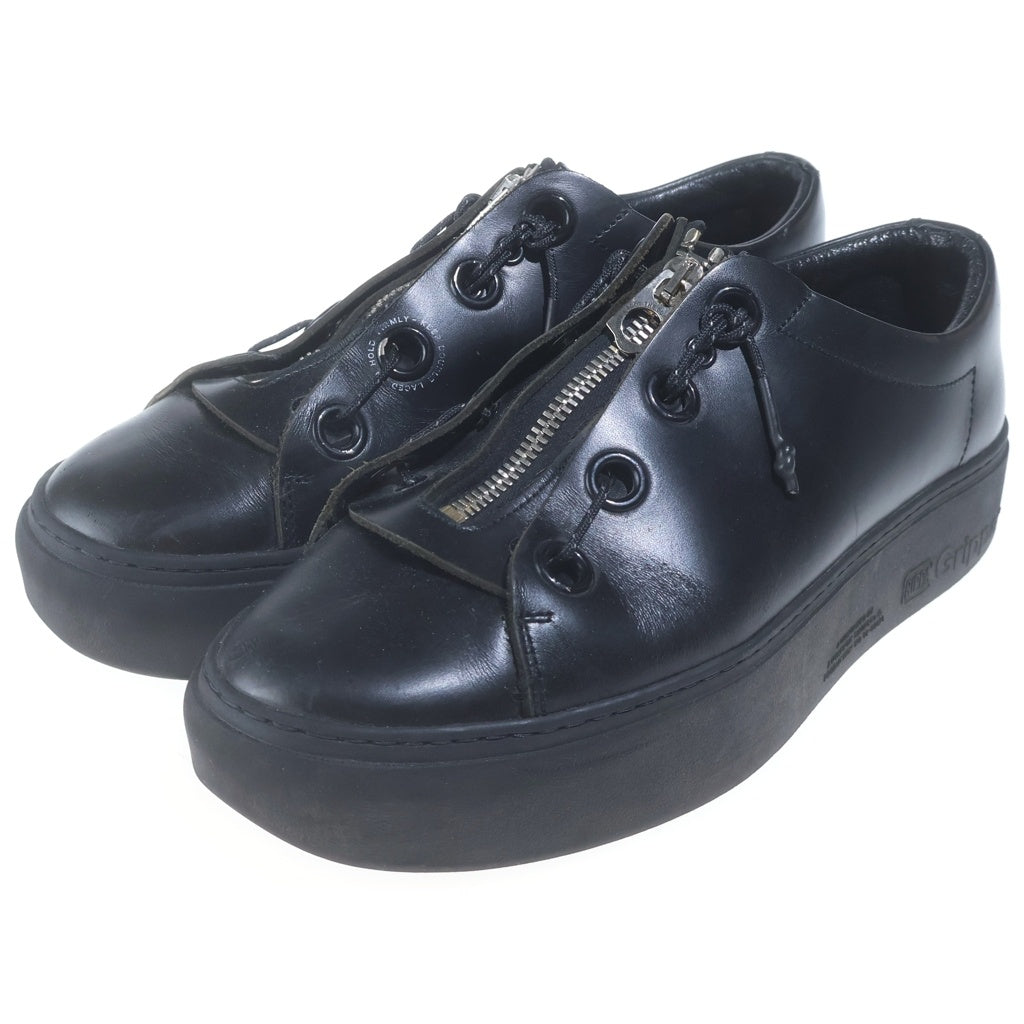 foot the coacher(フットザコーチャー) DOUBLE LACED ダブル レース ジップ レザー ローカットシューズ スニーカー ブラック