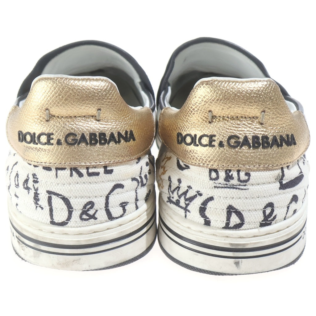 DOLCE & GABBANA(ドルチェアンドガッバーナ) グラフィティプリント フラットシューズ スリッポン ロゴ ホワイト/ブラック C S 1514