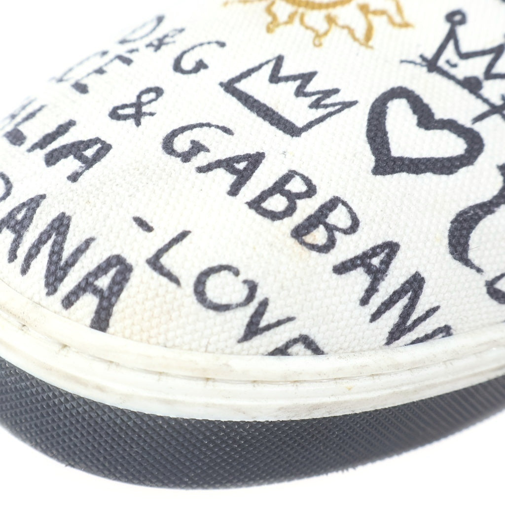 DOLCE & GABBANA(ドルチェアンドガッバーナ) グラフィティプリント フラットシューズ スリッポン ロゴ ホワイト/ブラック C S 1514