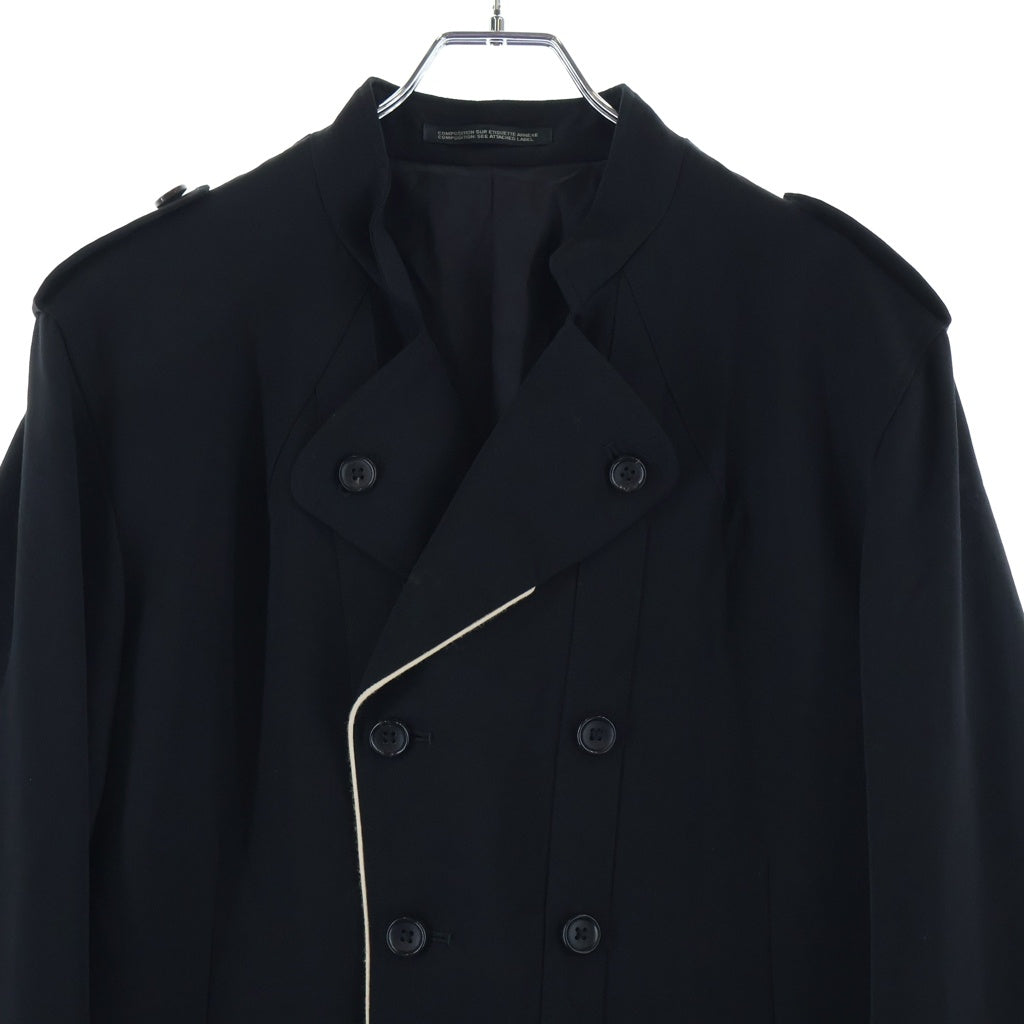 Yohji Yamamoto POUR HOMME(ヨウジヤマモト プールオム) 12SS 春夏・袴期 パイピングジャケット ウール ブラック HB-J56-100