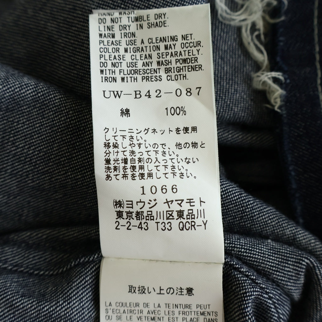 s'yte(サイト) 18SS カットオフ ノーカラー デニム カバーオール ジャケット ダメージ ネイビー UW-B42-087