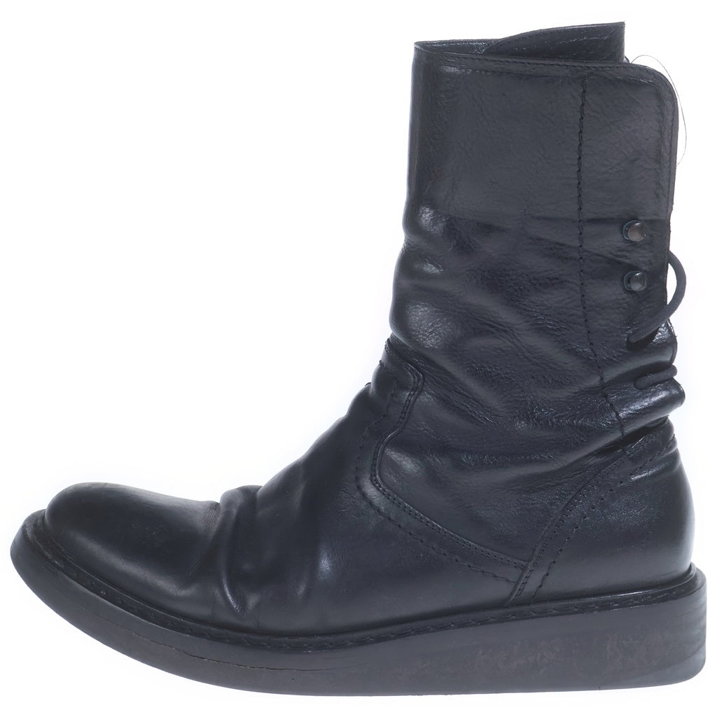 ANN DEMEULEMEESTER(アンドゥムルメステール) バックレースアップブーツ レザー ブラック 102-4216