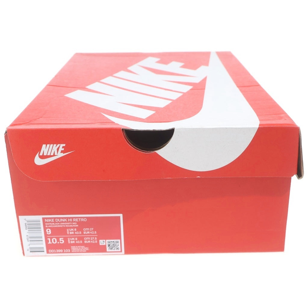 NIKE(ナイキ) Dunk High Black and White ダンクハイ ブラックアンドホワイト ハイカットレースアップスニーカー US9/27cm DD1399-103