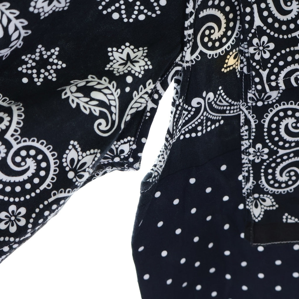 NEIGHBORHOOD(ネイバーフッド) 21SS BANDANA NC バンダナ柄ノーカラー長袖シャツ ペイズリー柄 ネイビー コットン 211AQNH-SHM07