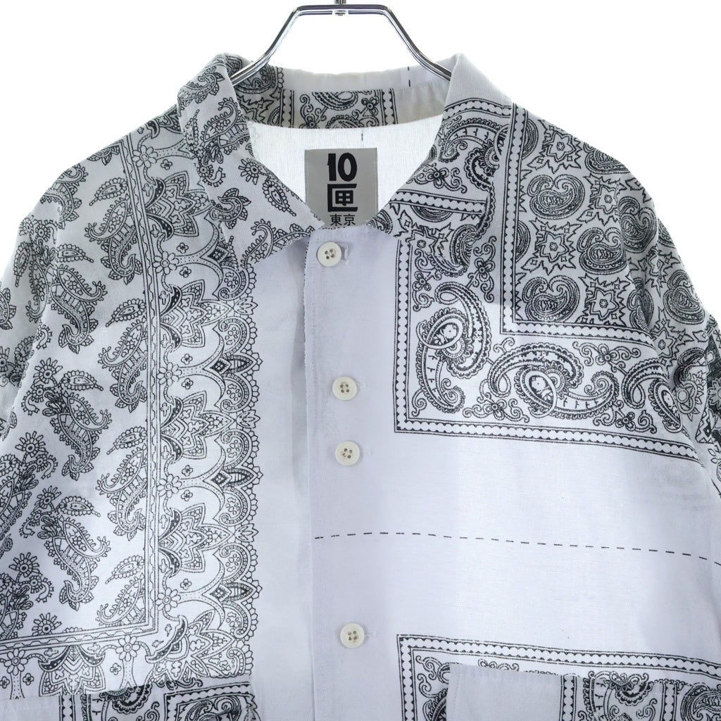 NO BRAND(ノーブランド) 10匣 テンボックス DRUG DEALER SHIRT ドラッグ・ディーラー・シャツ ペイズリー柄 長袖シャツ ポリエステル ホワイト 221tenbox07