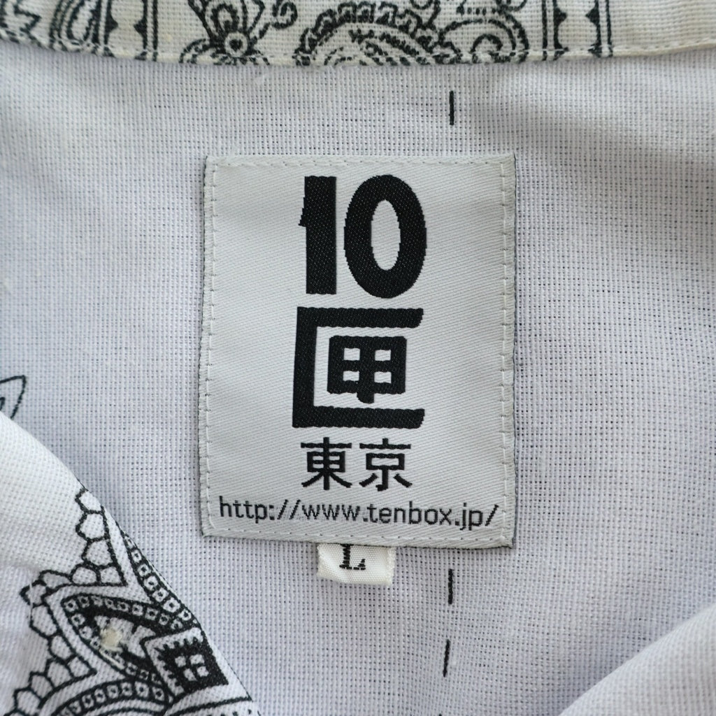 NO BRAND(ノーブランド) 10匣 テンボックス DRUG DEALER SHIRT ドラッグ・ディーラー・シャツ ペイズリー柄 長袖シャツ ポリエステル ホワイト 221tenbox07