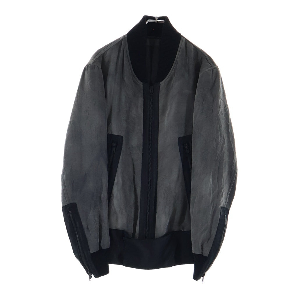 ANN DEMEULEMEESTER(アンドゥムルメステール) 裾レザー切り替えボンバージャケット グレー #XXS 352-01-47042