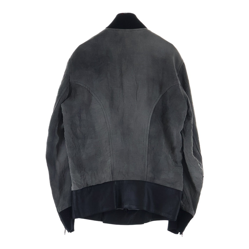 ANN DEMEULEMEESTER(アンドゥムルメステール) 裾レザー切り替えボンバージャケット グレー #XXS 352-01-47042