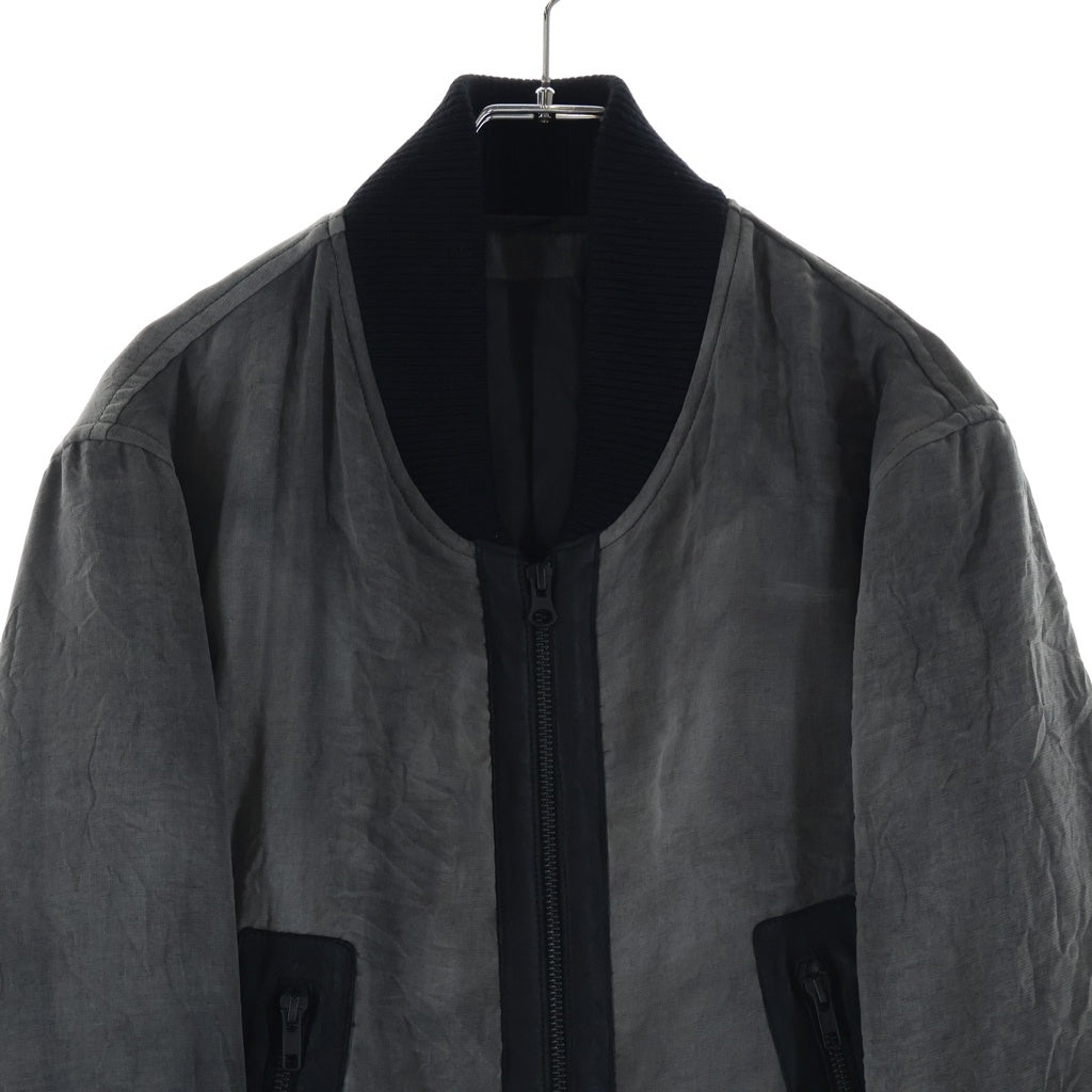 ANN DEMEULEMEESTER(アンドゥムルメステール) 裾レザー切り替えボンバージャケット グレー #XXS 352-01-47042