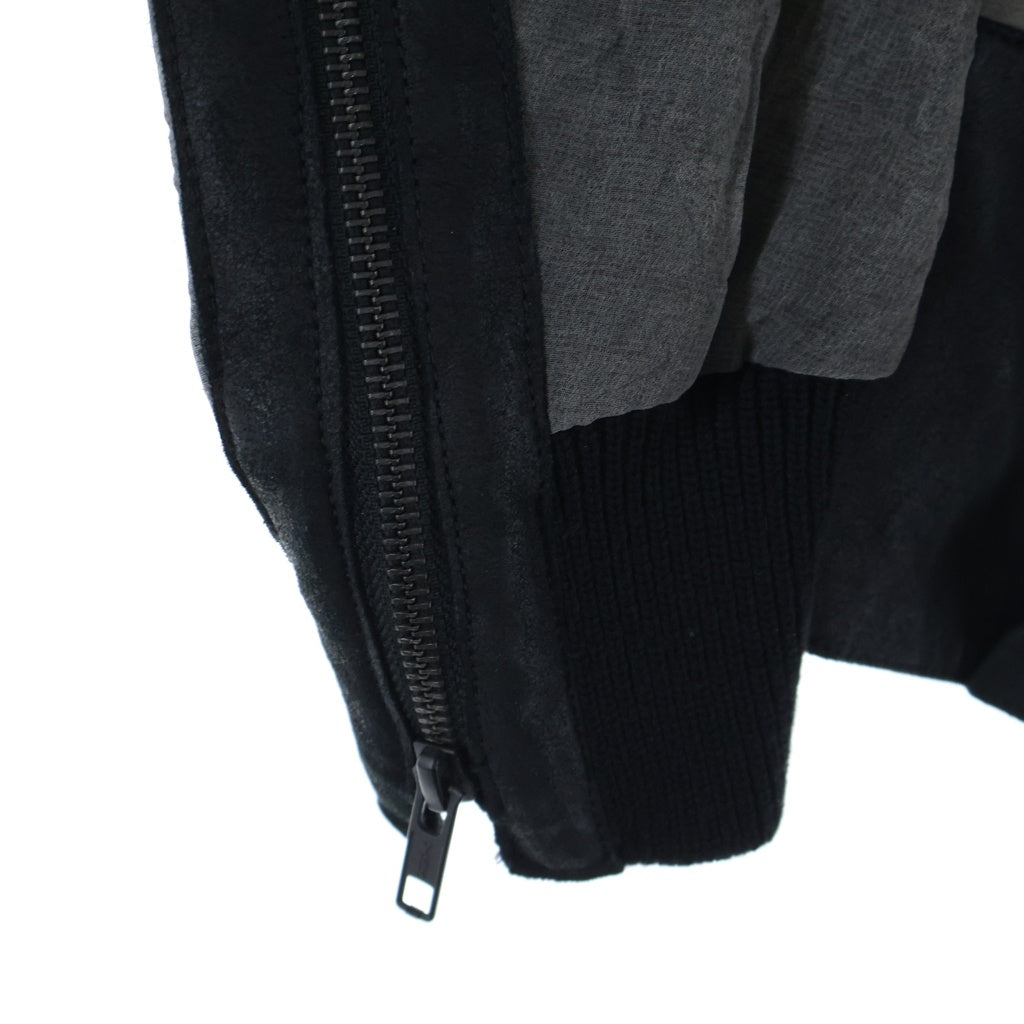 ANN DEMEULEMEESTER(アンドゥムルメステール) 裾レザー切り替えボンバージャケット グレー #XXS 352-01-47042