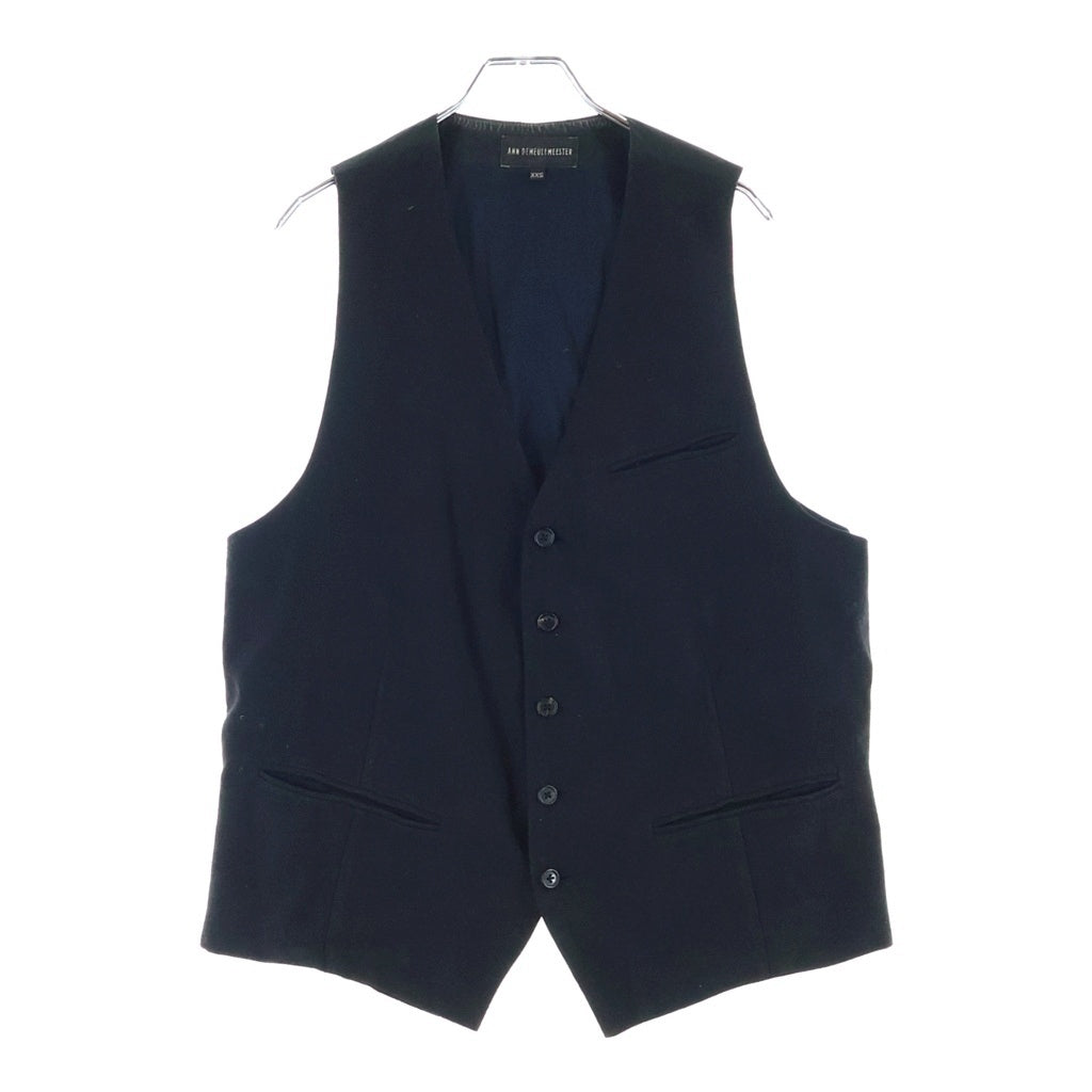 ANN DEMEULEMEESTER(アンドゥムルメステール) 5B ジレ ベスト ウール×リネン×コットン ブラック 352-01-45112