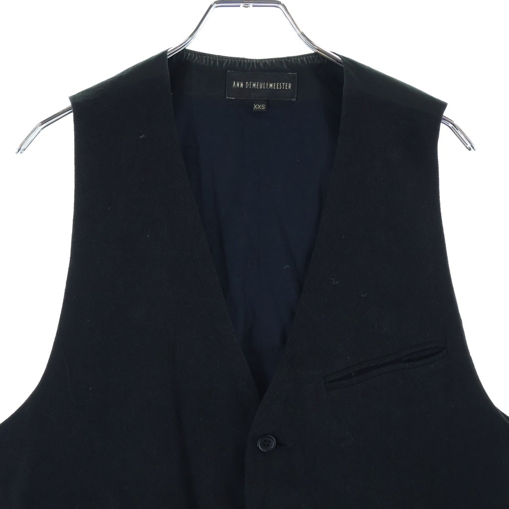 ANN DEMEULEMEESTER(アンドゥムルメステール) 5B ジレ ベスト ウール×リネン×コットン ブラック 352-01-45112