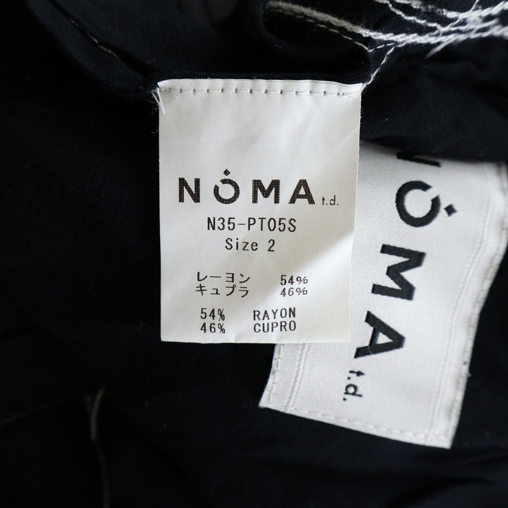NOMA t.d(ノーマティーディー) White Stitch Flight Pants ホワイトステッチフライトパンツ 裾ジップ レーヨン キュプラ ブラック N35-PT05S