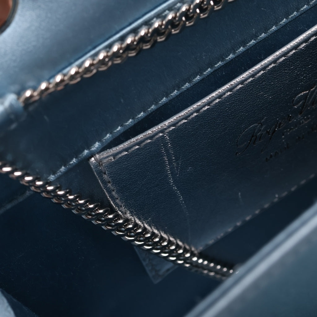 Roger Vivier(ロジェヴィヴィエ) フリル 2WAYハンドバッグ ショルダーバッグ ライトブルー シルバー金具 レディース