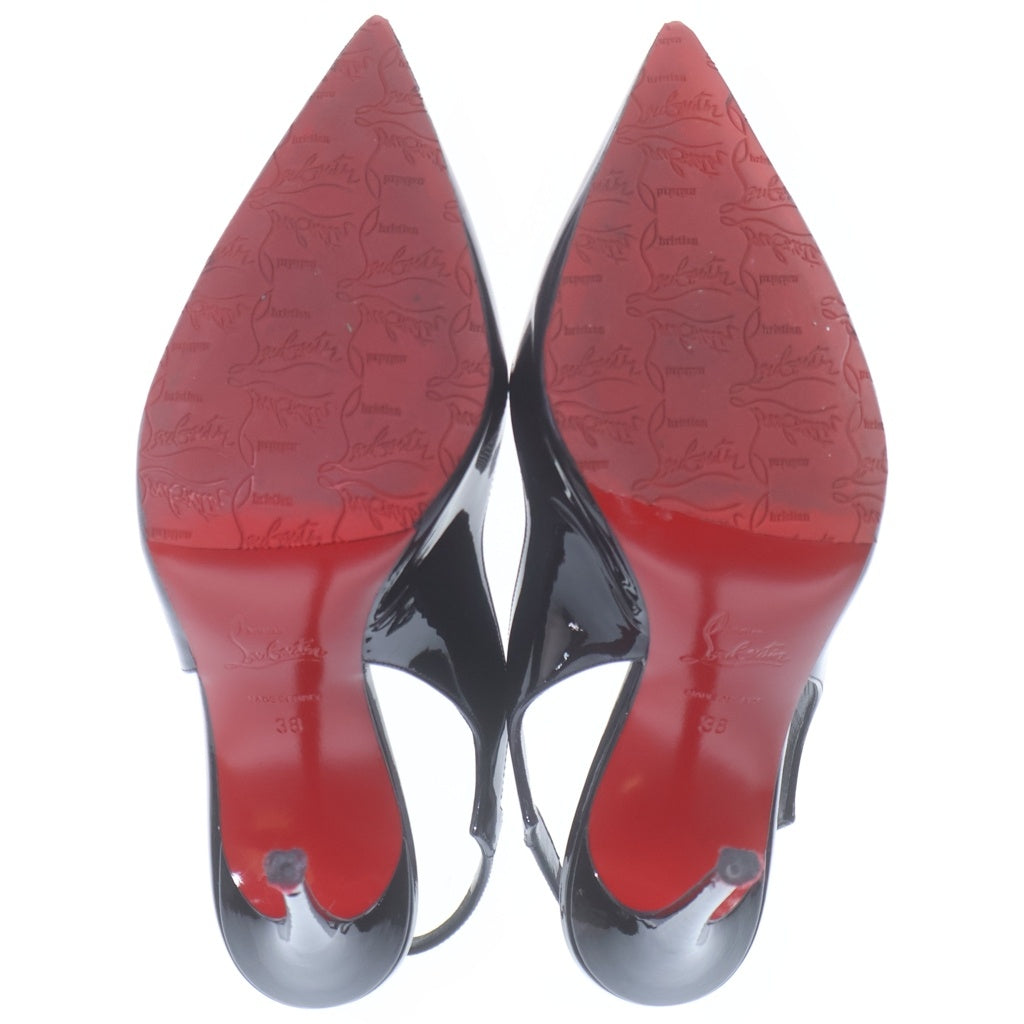 CHRISTIAN LOUBOUTIN(クリスチャンルブタン) Hot Chick Sling ホット チック スリング ヒールサンダル エナメル ブラック×レッド 38 3230045B439 レディース