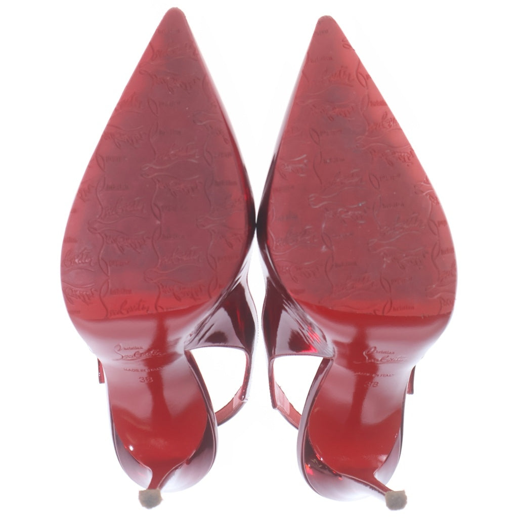 CHRISTIAN LOUBOUTIN(クリスチャンルブタン) Hot Chick Sling ホット チック スリング ヒールサンダル エナメル レッド 38 レディース