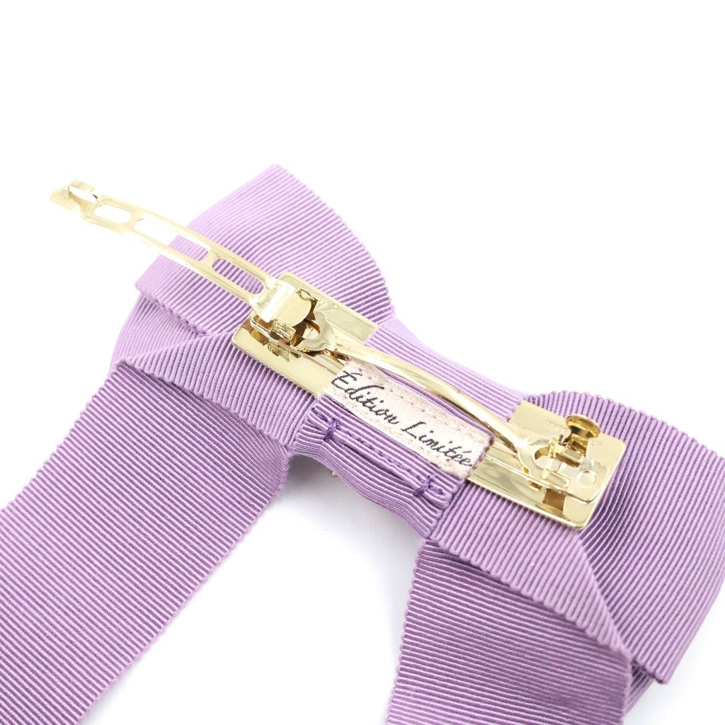 Roger Vivier(ロジェヴィヴィエ) クリスタルバックル リボンバレッタ パープル×ゴールド メタル ラインストーン キャンバス レディース