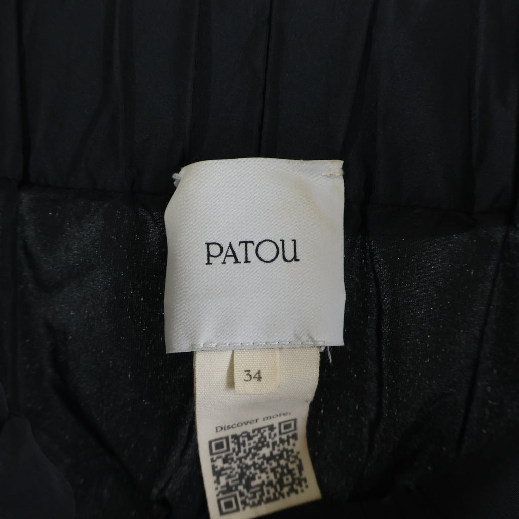 PATOU(パトゥー) ギャザーワンピース パフスリーブ リボン オフショルダー ポリエステル ブラック 34 レディース