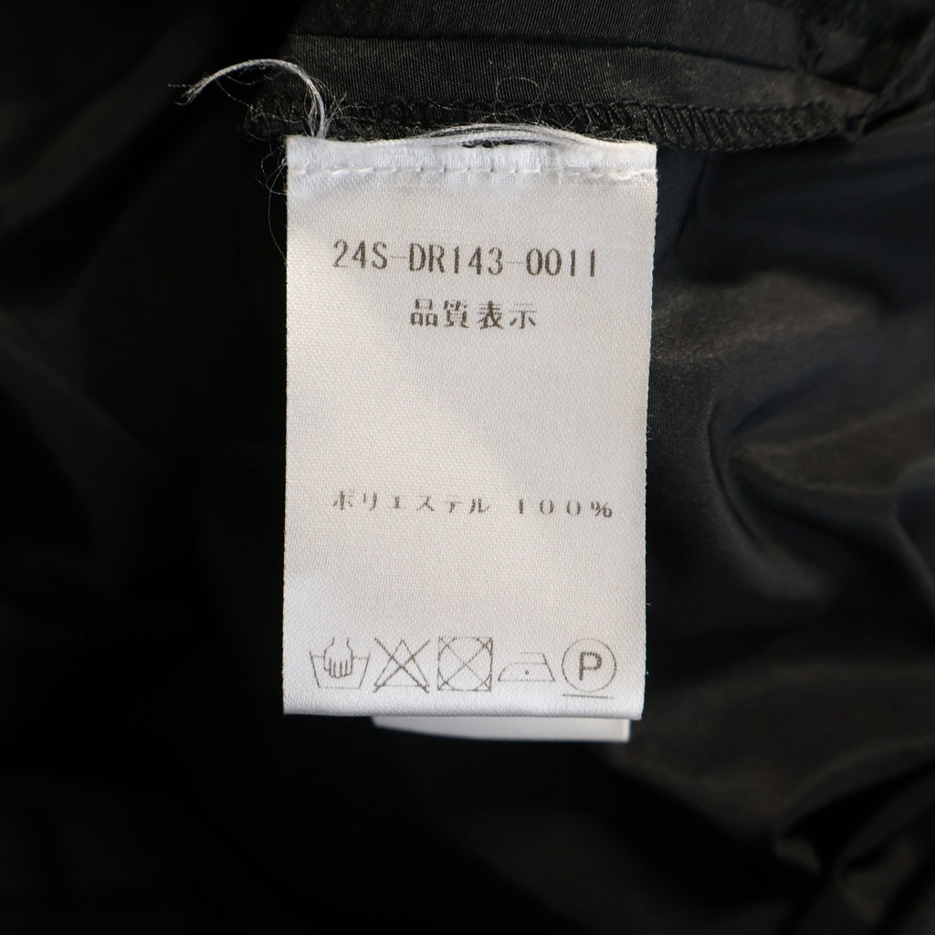 PATOU(パトゥー) ギャザーワンピース パフスリーブ リボン オフショルダー ポリエステル ブラック 34 レディース