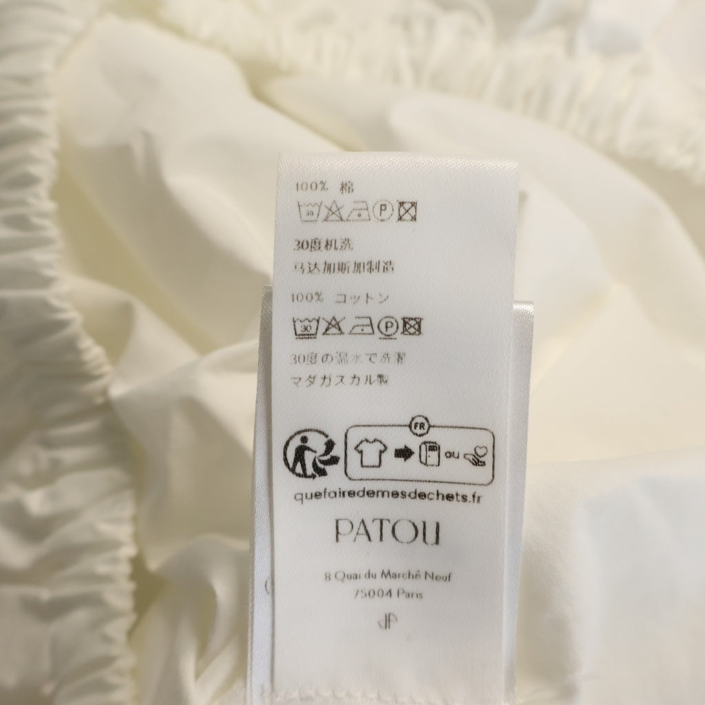 PATOU(パトゥー) ドローストリングブラウス ギャザー ホワイト コットン 34 レディース