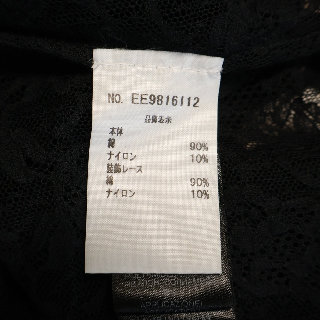NO BRAND(ノーブランド) ERMANNO SCERVINO(エルマンノ シェルヴィーノ) レースデザイン 長袖シャツ ブラウス コットン ナイロン イタリア製 ブラック レディース