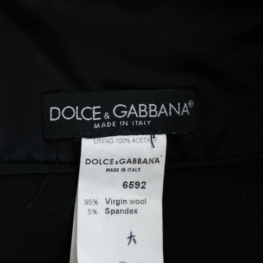 DOLCE & GABBANA(ドルチェアンドガッバーナ) セットアップスーツ ウール 裏地レオパード総柄 ダブルブレスト テーラードジャケット セミフレア ロングスカート ブラック レディース