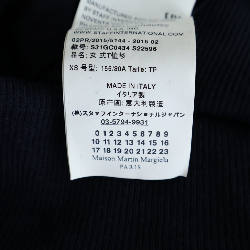 Maison Margiela(メゾンマルジェラ) 15SS シアー切り替え タートルネック ウール プルオーバー 長袖ニット セーター ネイビー レディース S31GC0434 S22596