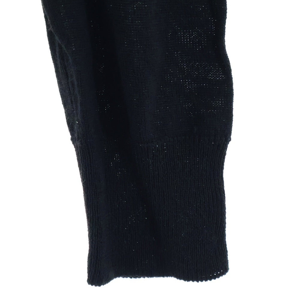 Maison Margiela(メゾンマルジェラ) 15AW シアー切り替え エルボーパッチ Vネック ウール プルオーバー 長袖ニット セーター ブラック レディース S51HA0599 S15315