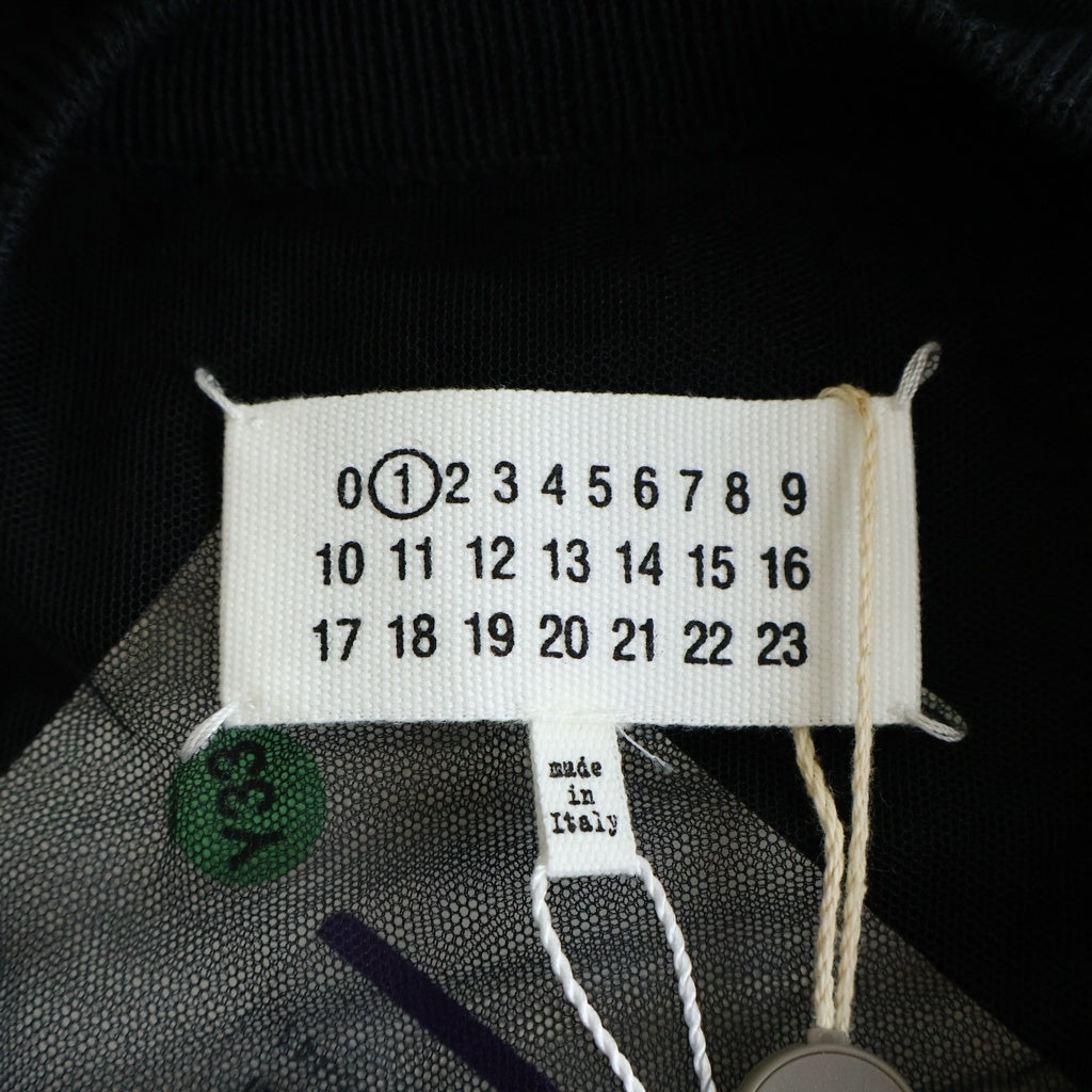 Maison Margiela(メゾンマルジェラ) 15AW シアー切り替え エルボーパッチ Vネック ウール プルオーバー 長袖ニット セーター ブラック レディース S51HA0599 S15315