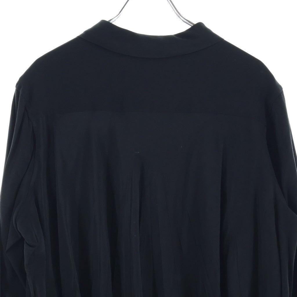 Yohji Yamamoto(ヨウジヤマモト) 10SS くるみ釦 シルク バックギャザー 長袖 シャツジャケット ブラック FJ-J14-401 レディース