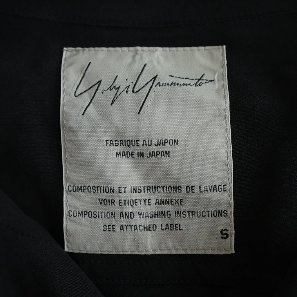 Yohji Yamamoto(ヨウジヤマモト) 10SS くるみ釦 シルク バックギャザー 長袖 シャツジャケット ブラック FJ-J14-401 レディース