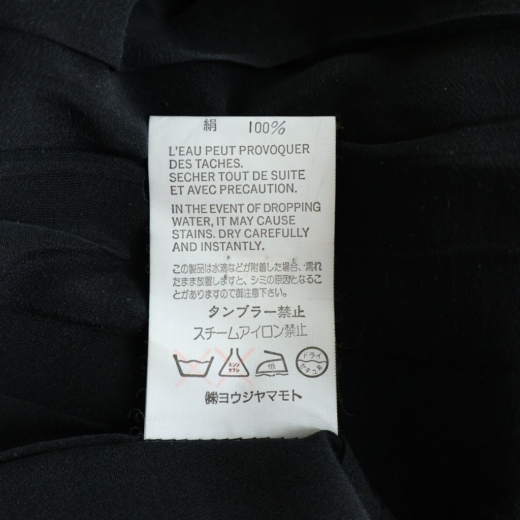 Yohji Yamamoto(ヨウジヤマモト) 10SS くるみ釦 シルク バックギャザー 長袖 シャツジャケット ブラック FJ-J14-401 レディース