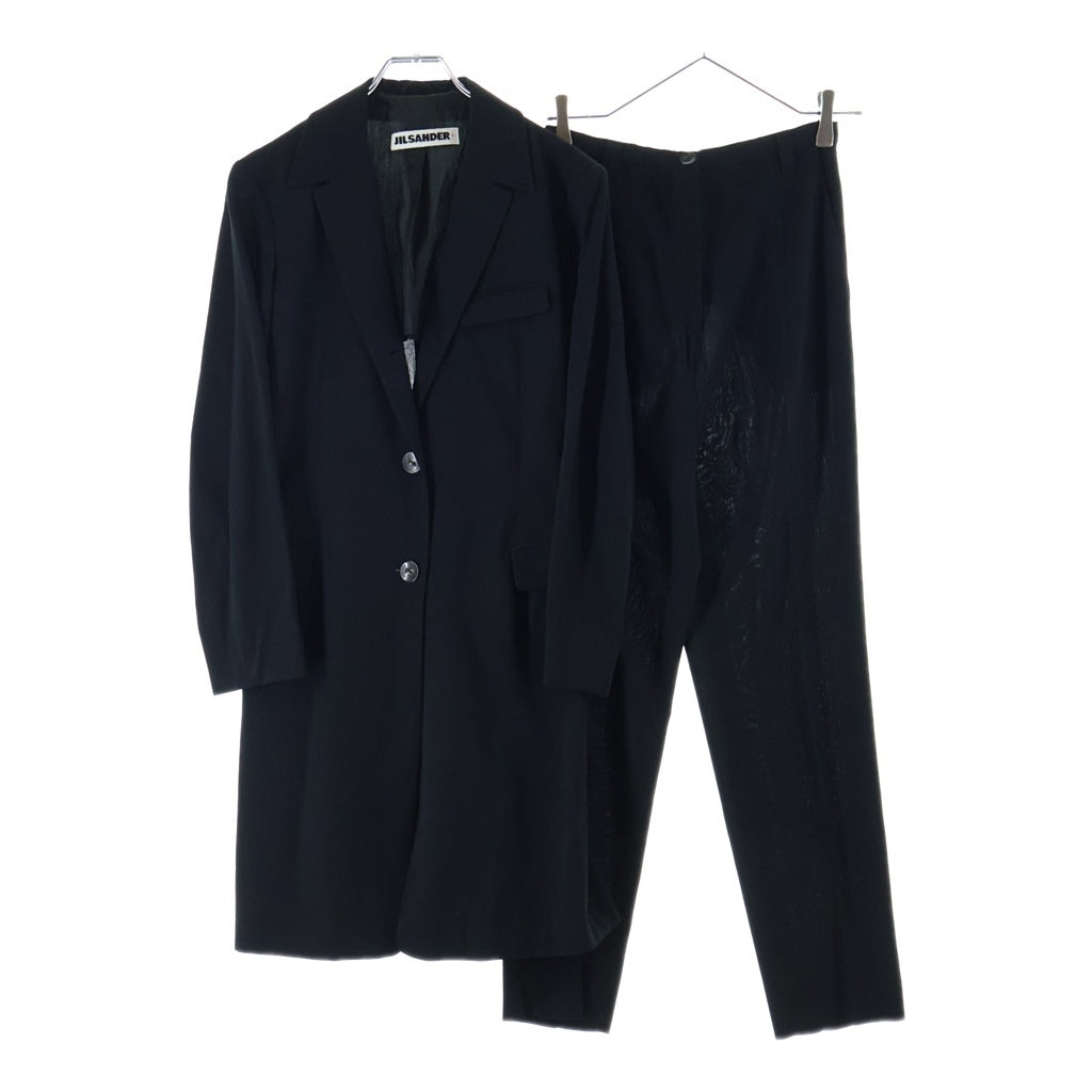 JIL SANDER(ジルサンダー) セットアップ ウール 2B チェスター コート ロングジャケット スラックスパンツ ブラック レディース