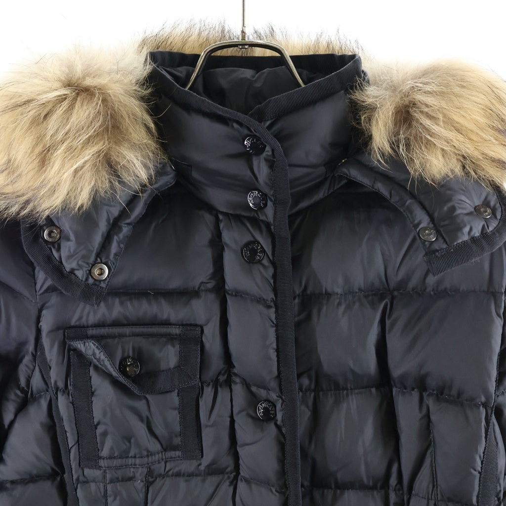 MONCLER(モンクレール) MONCLER モンクレール HERMIFUR GUBBOTTO エルミファー ジュボット ファーダウンジャケット ナイロン ブラック レディース