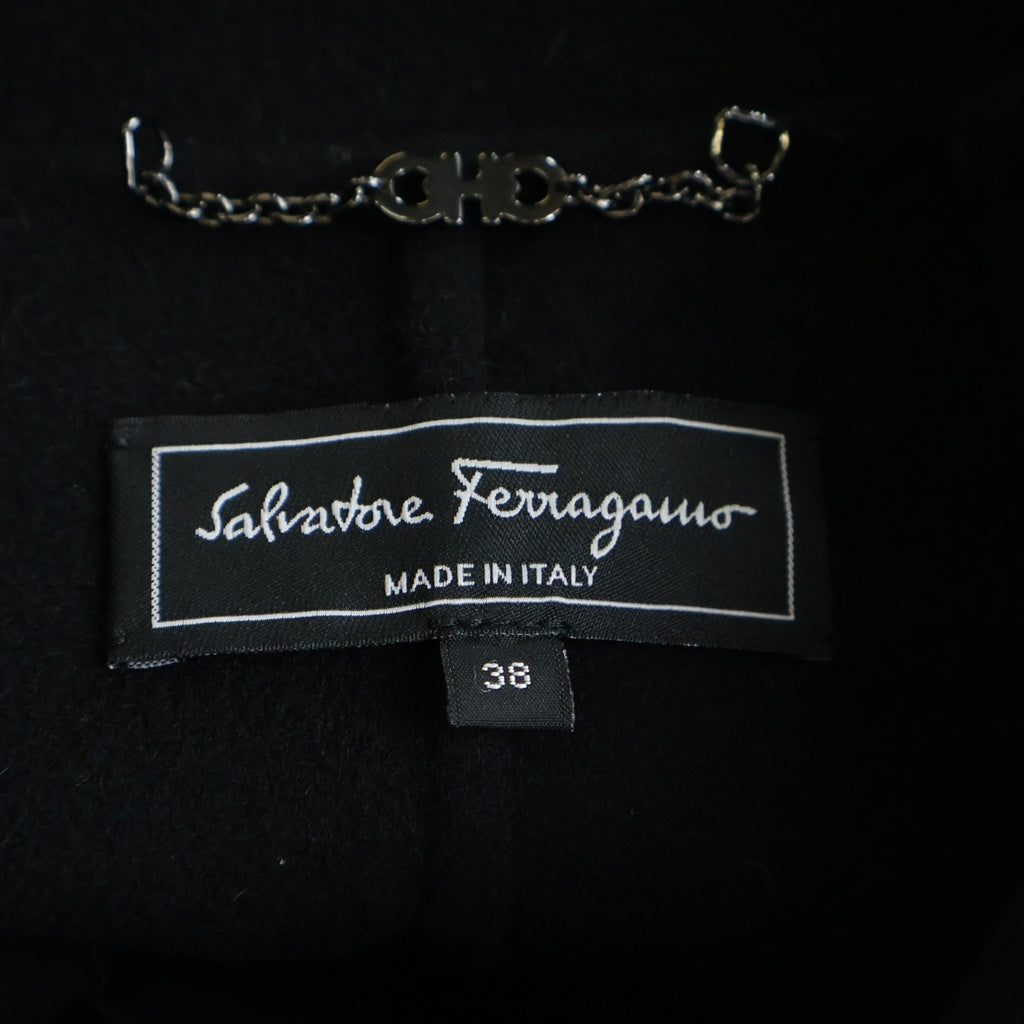 Salvatore Ferragamo(サルヴァトーレ フェラガモ) ステンカラーコート ロングコート ブラック ウール×カシミヤ レディース