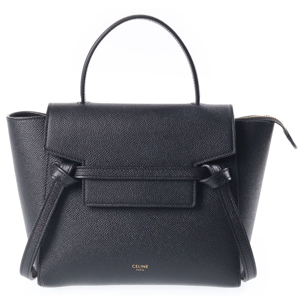 CELINE(セリーヌ) ベルトバッグ ナノ ハンドバッグ ショルダーバッグ ブラック レザー レディース
