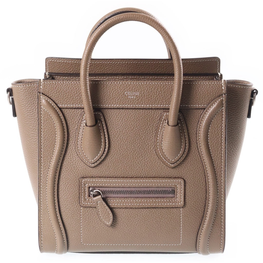 CELINE(セリーヌ) ラゲージ ナノショッパー ハンドバッグ ショルダーバッグ ブラウン レザー レディース