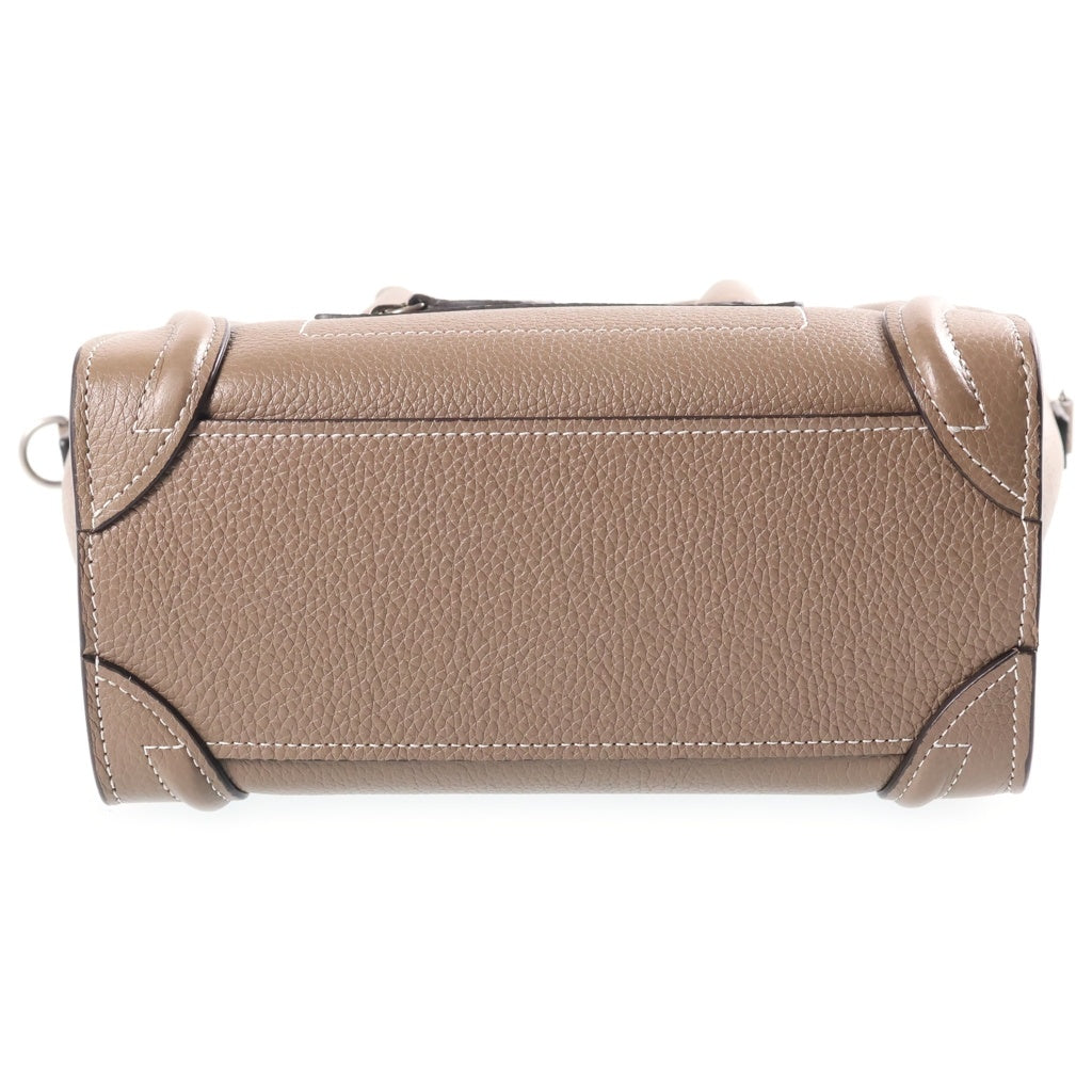 CELINE(セリーヌ) ラゲージ ナノショッパー ハンドバッグ ショルダーバッグ ブラウン レザー レディース