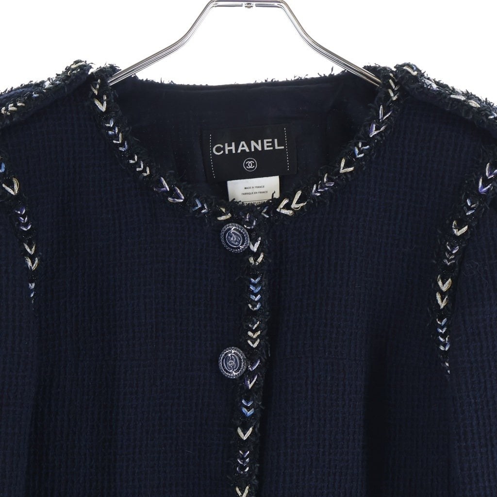 CHANEL(シャネル) ツイードノーカラージャケット ネイビー P53402V36894 レディース