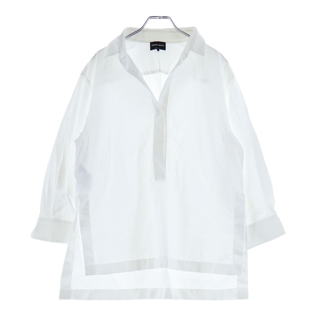 GIORGIO ARMANI(ジョルジオアルマーニ) 比翼 スナップボタン プルオーバー 長袖シャツ ホワイト GW000777 TE13820 レディース