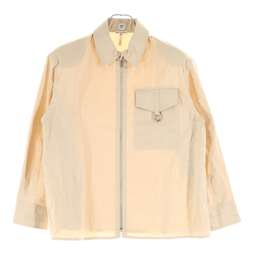 HERMES(エルメス) 23SS セリエボタン カルトゥッシュ スライダー ジップアップ 長袖シャツ ベージュ 3E0616DX レディース