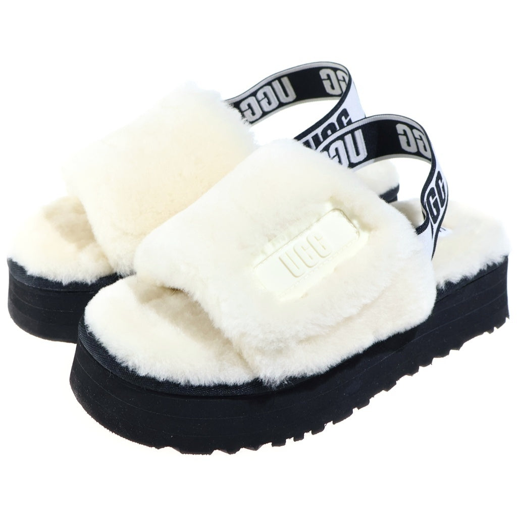 UGG(アグ) DISCO SLIDE ディスコスライド サンダル シープスキン ホワイト×ブラック 1112258 レディース