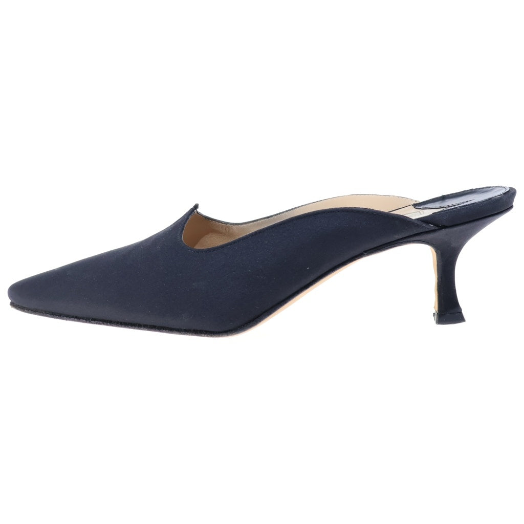 MANOLO BLAHNIK(マノロブラニク) サテンミュール パンプス サンダル ヒール ブラック レディース