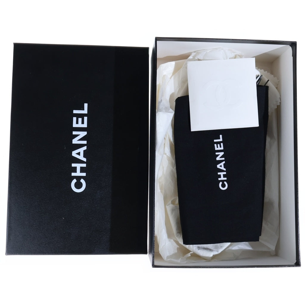 CHANEL(シャネル) オープントゥフラットパンプス サンダル ブラック エナメル パテント シルバー金具 G25620X01012 レディース