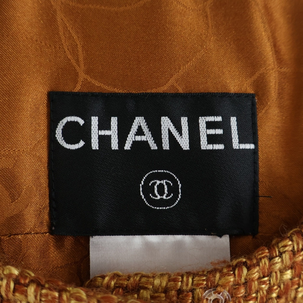 CHANEL(シャネル) ツイードジャケット マフラーセットアップ オレンジ P18005V10260